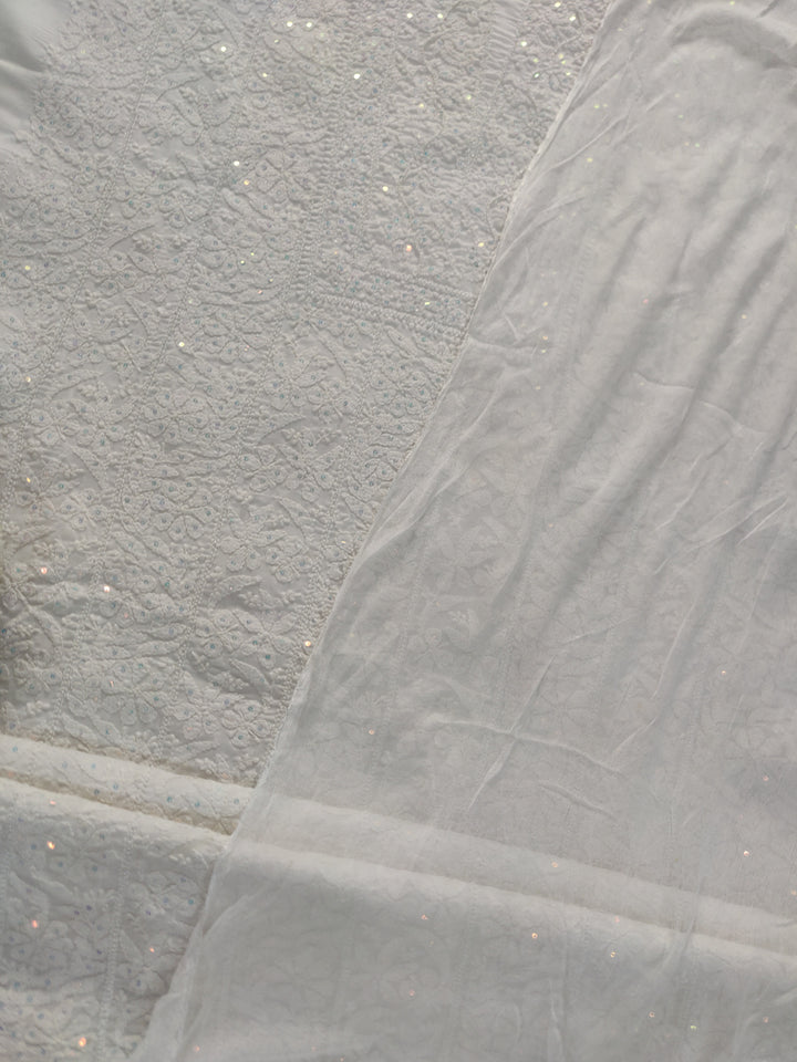White Cotton Chikankari kurta Dupatta Fabric