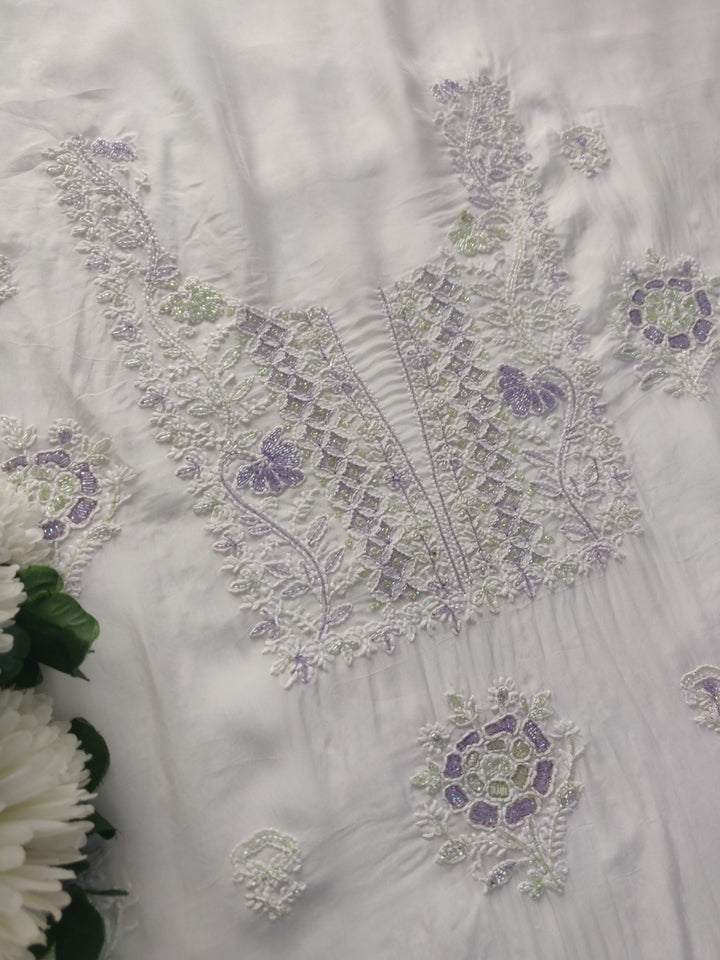 White Organza Chikankari kurta Dupatta Fabric