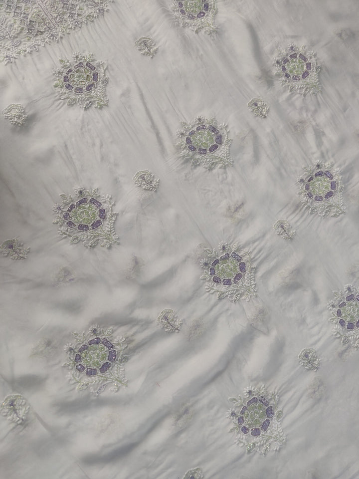 White Organza Chikankari kurta Dupatta Fabric
