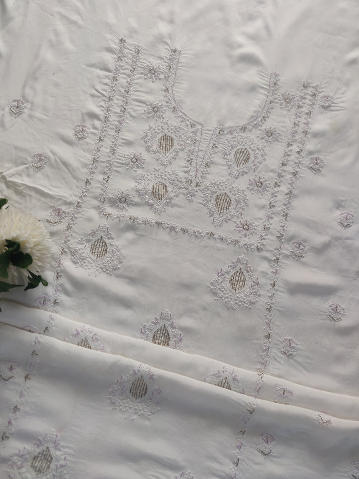 White Mul Chikankari kurta Dupatta Fabric