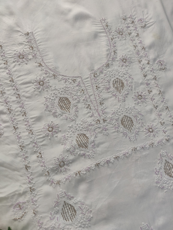 White Mul Chikankari kurta Dupatta Fabric