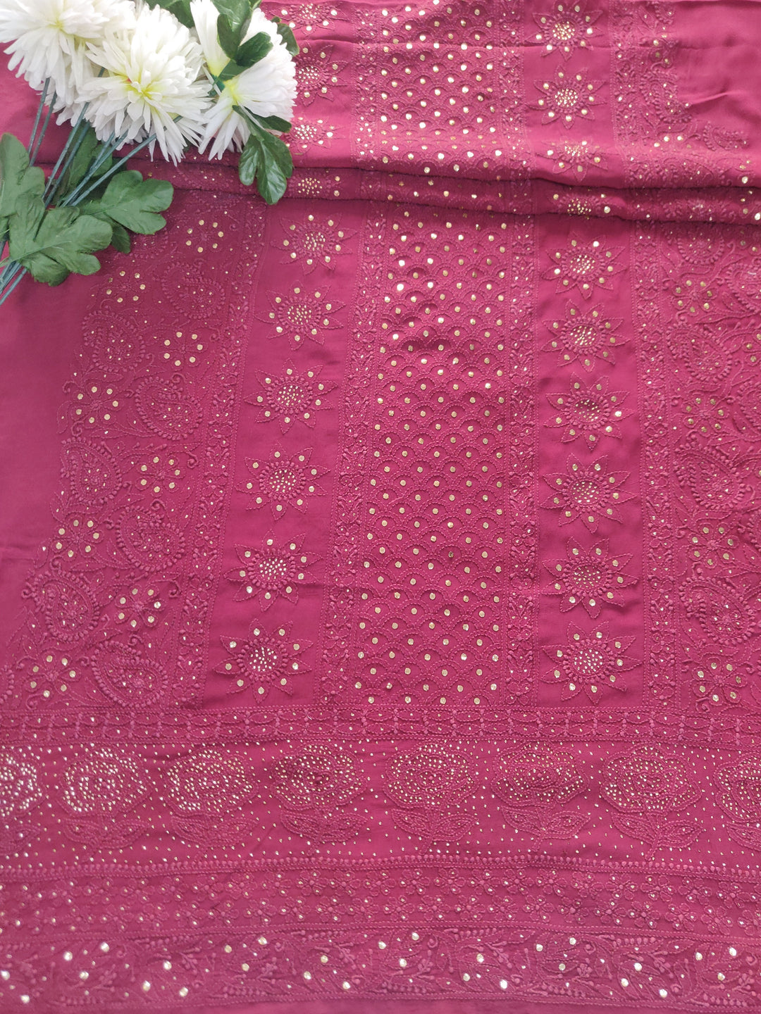 Maroon Pure Georgette Chikankari kurta Fabric