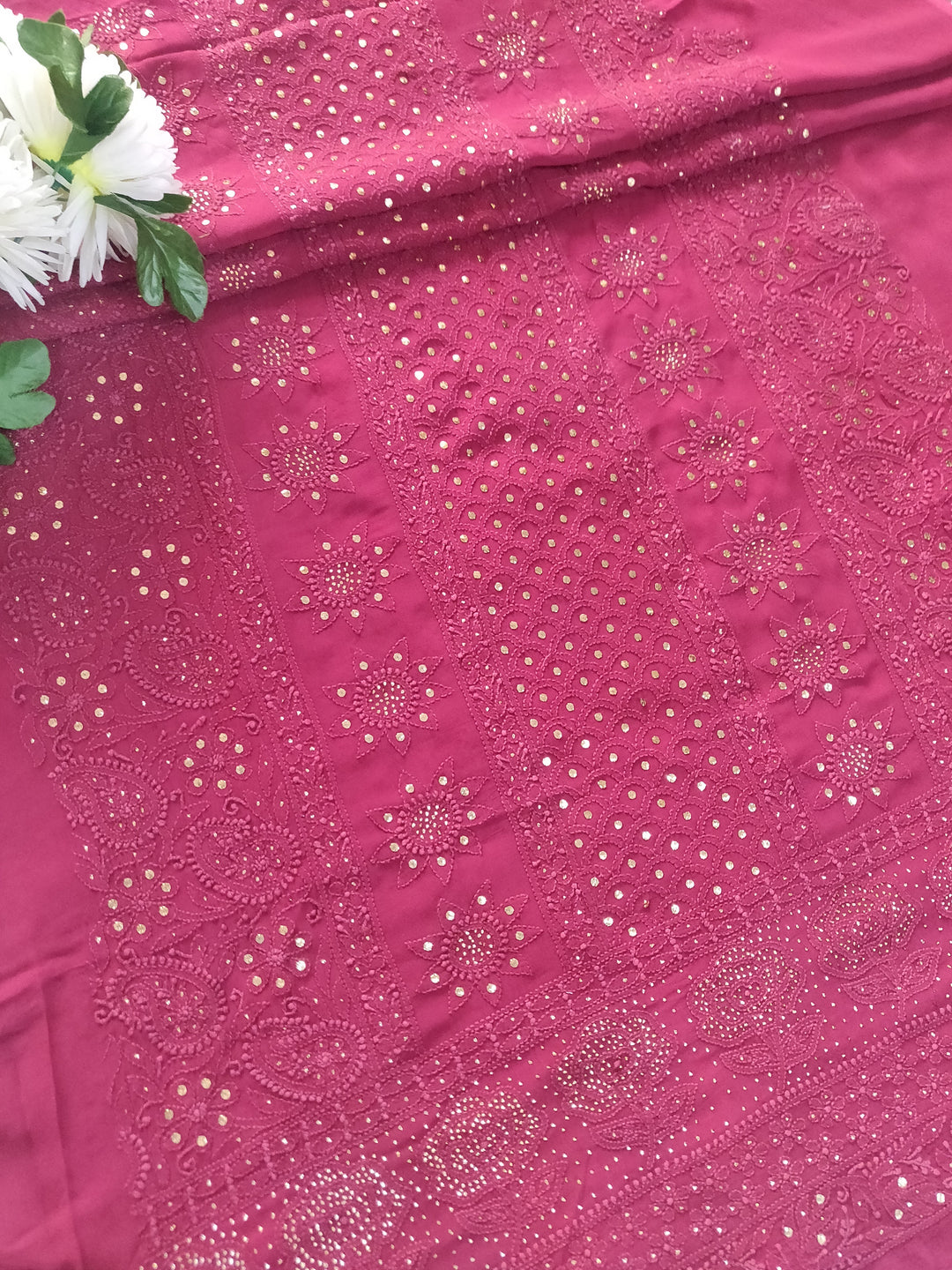 Maroon Pure Georgette Chikankari kurta Fabric