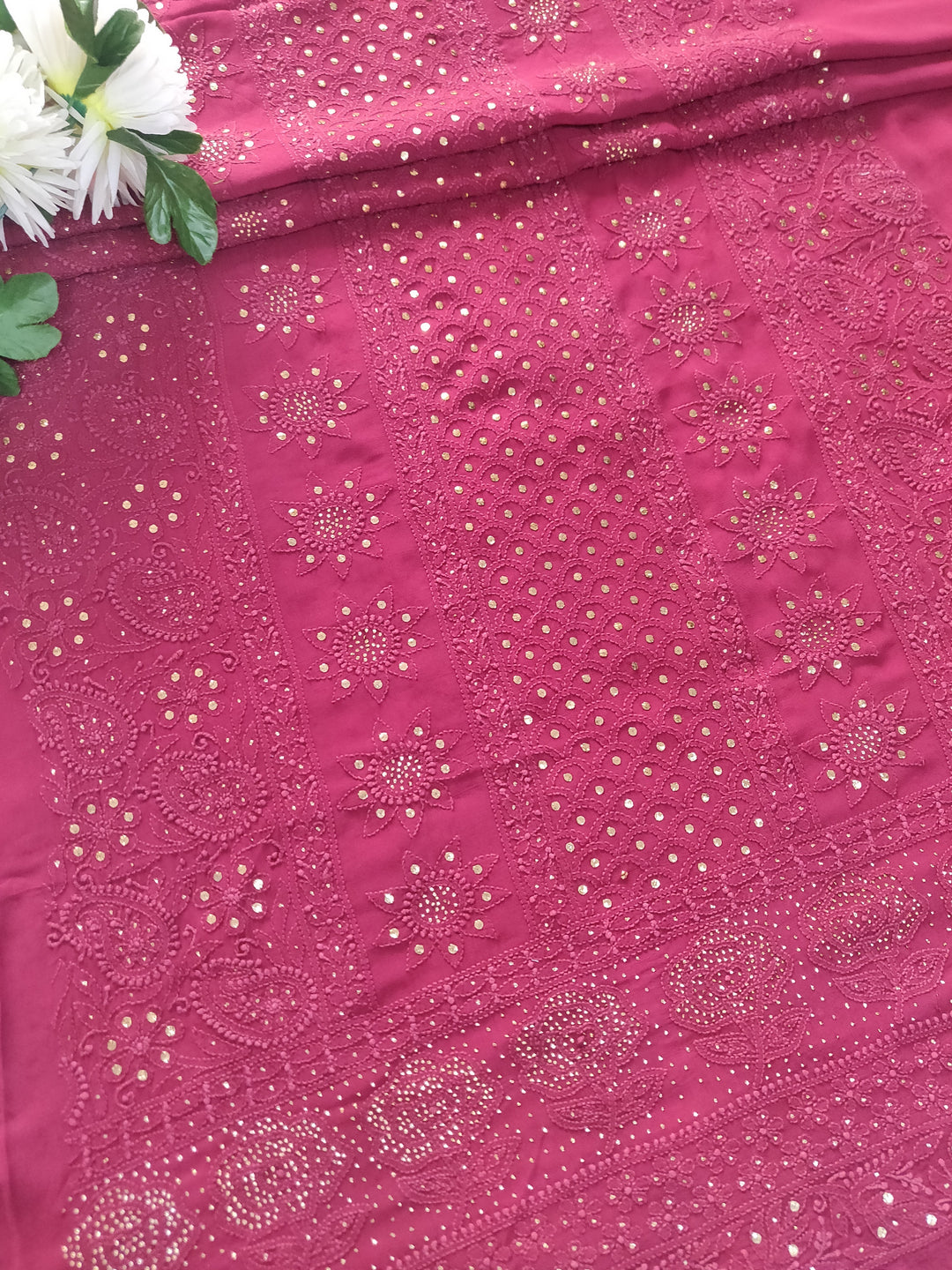 Maroon Pure Georgette Chikankari kurta Fabric