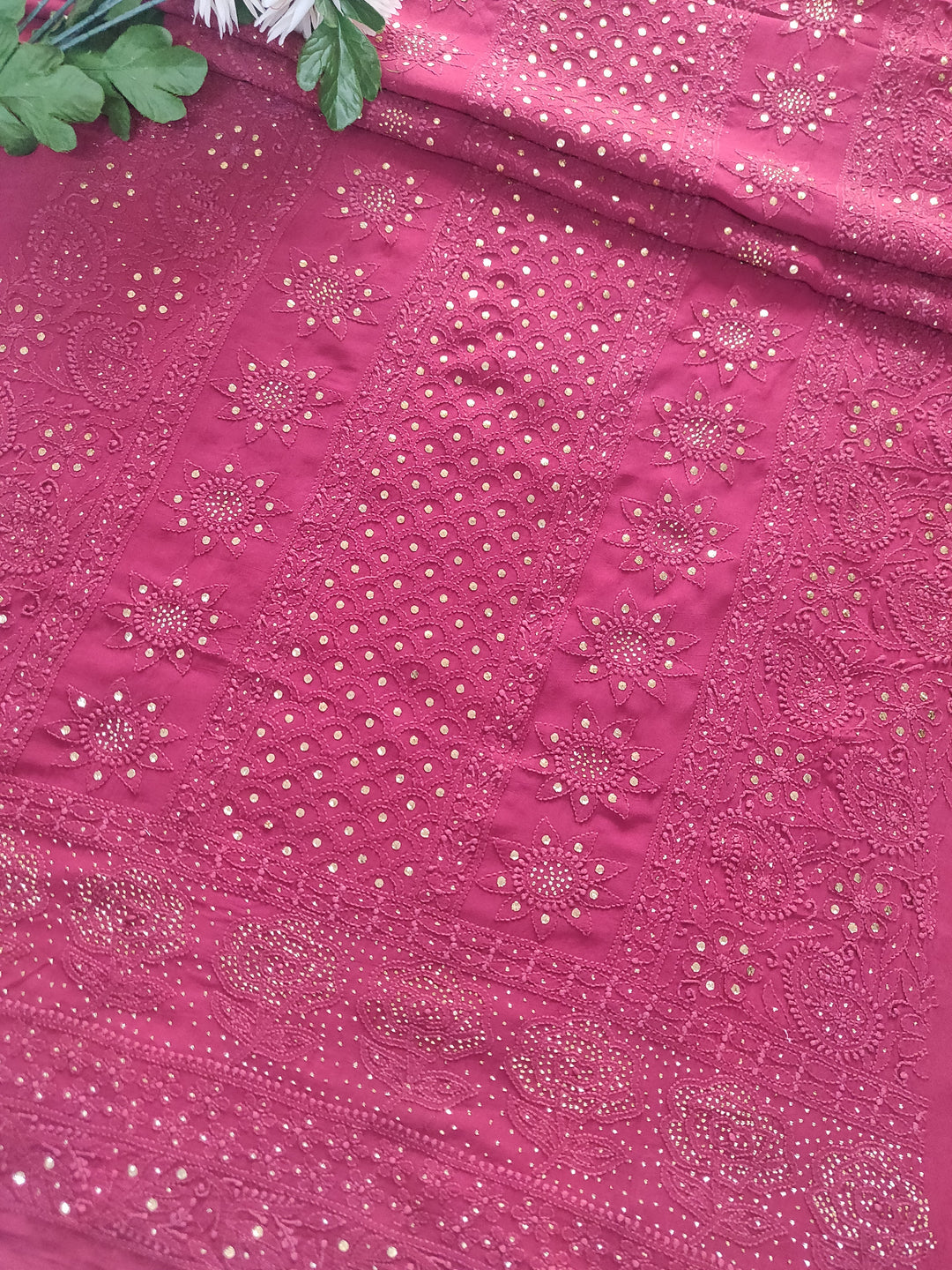 Maroon Pure Georgette Chikankari kurta Fabric