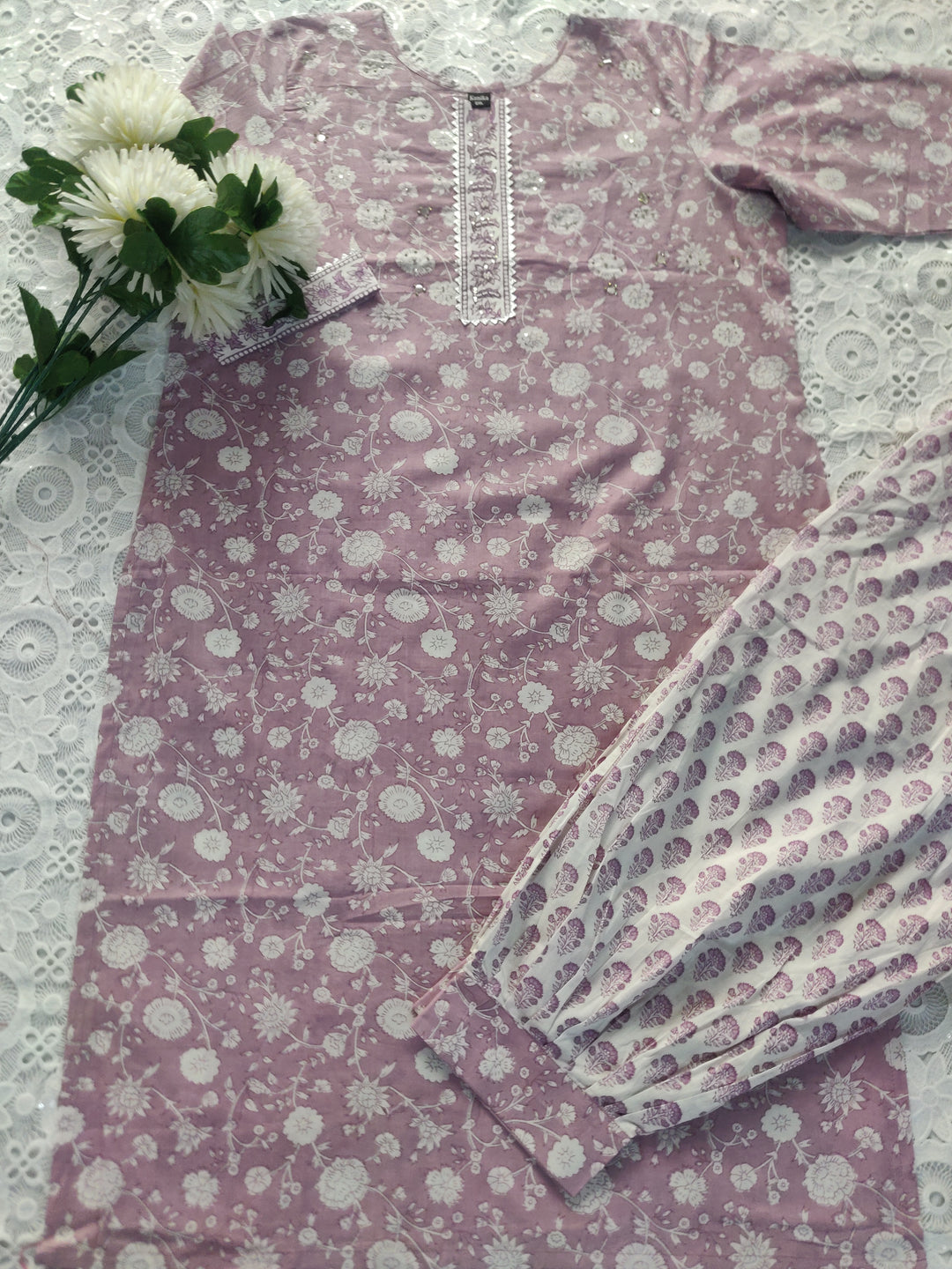 Mauve Printed Cotton Set