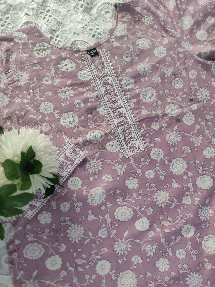 Mauve Printed Cotton Set