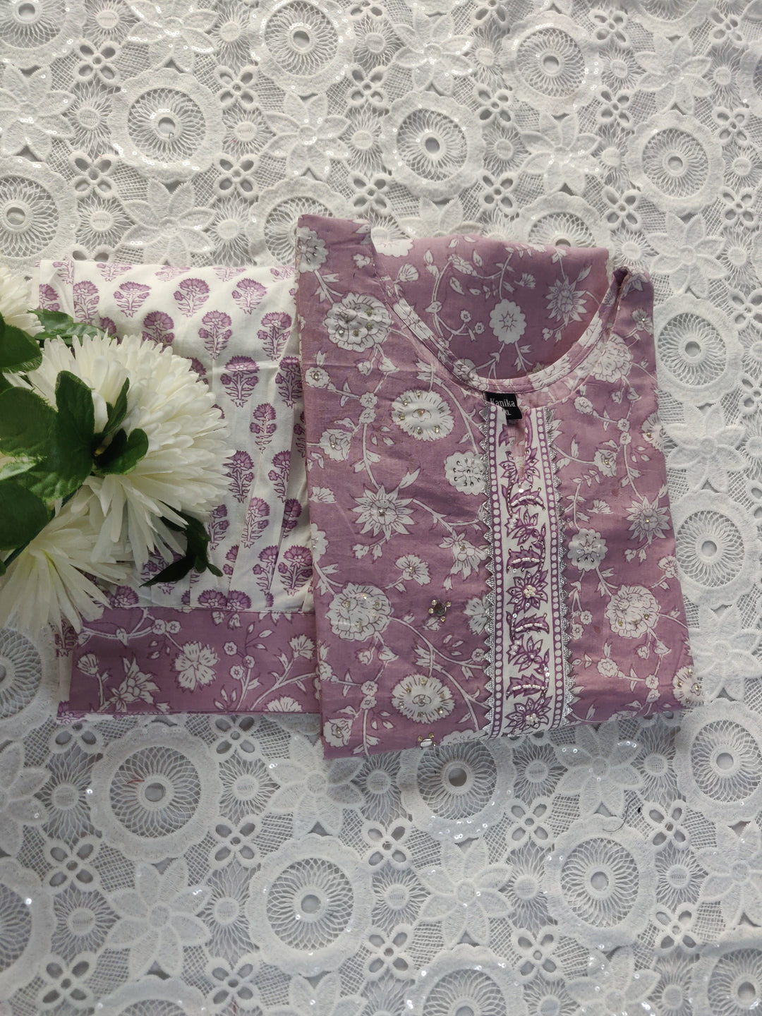 Mauve Printed Cotton Set