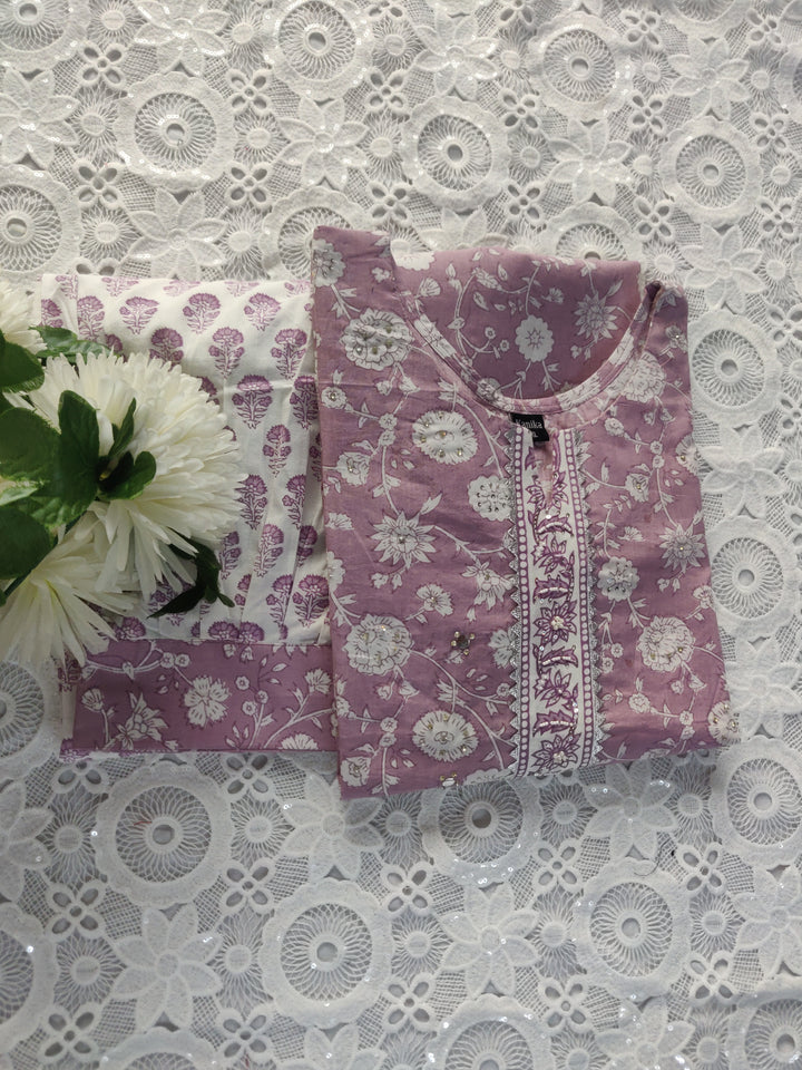 Mauve Printed Cotton Set