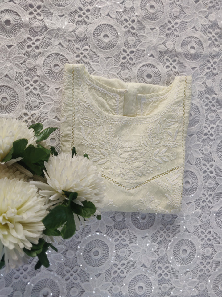 Light Green Cotton Chikankari Short kurta
