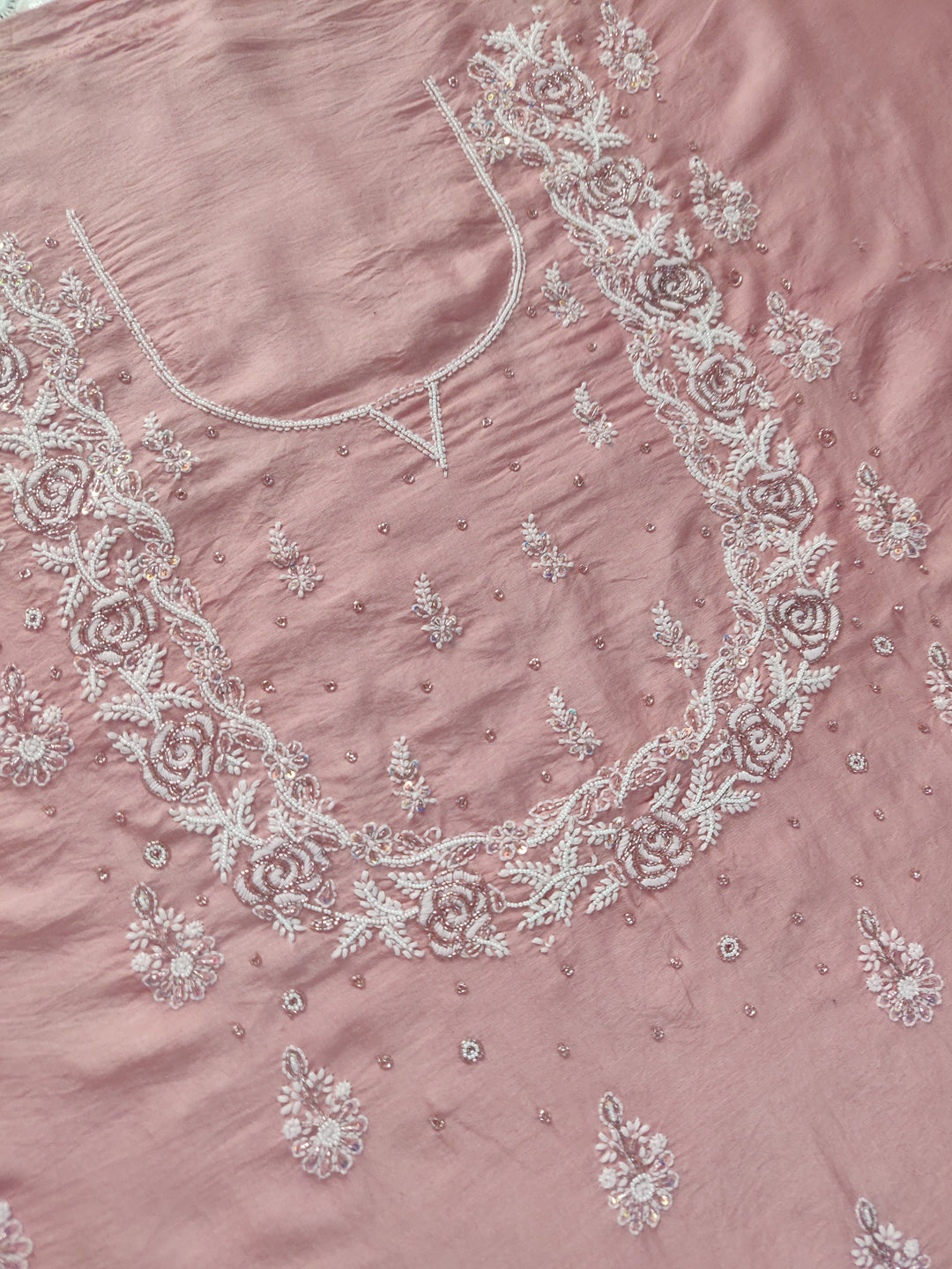 Mouve Chanderi Chikankari Suit Fabric