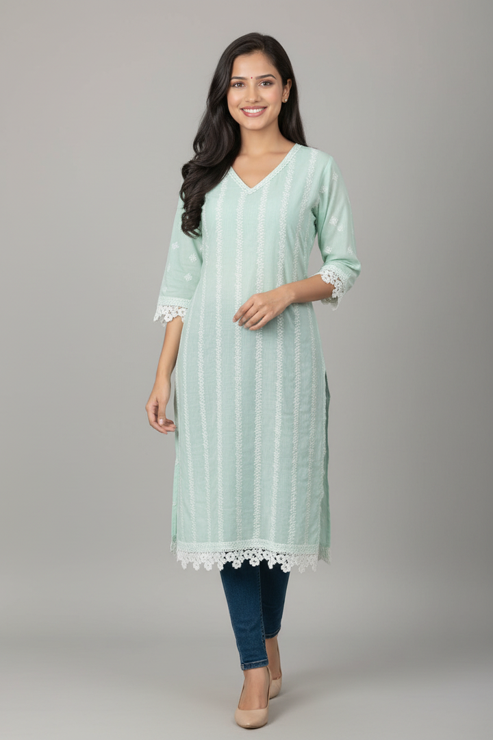Sea Green Cotton Kurta