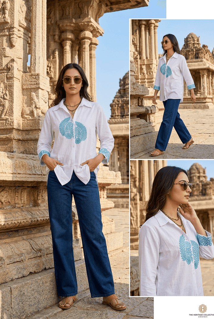 White Rayon Chikankari Short Kurta-Custom Made