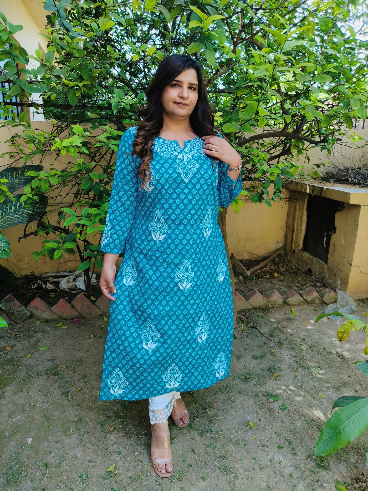 Sky Blue Cotton Chikankari Kurta