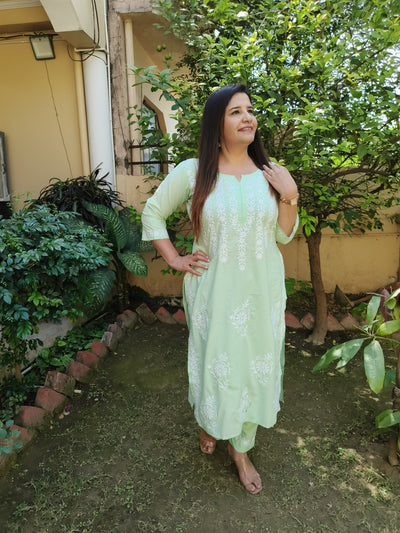 Light Green Modal Chikankari Set