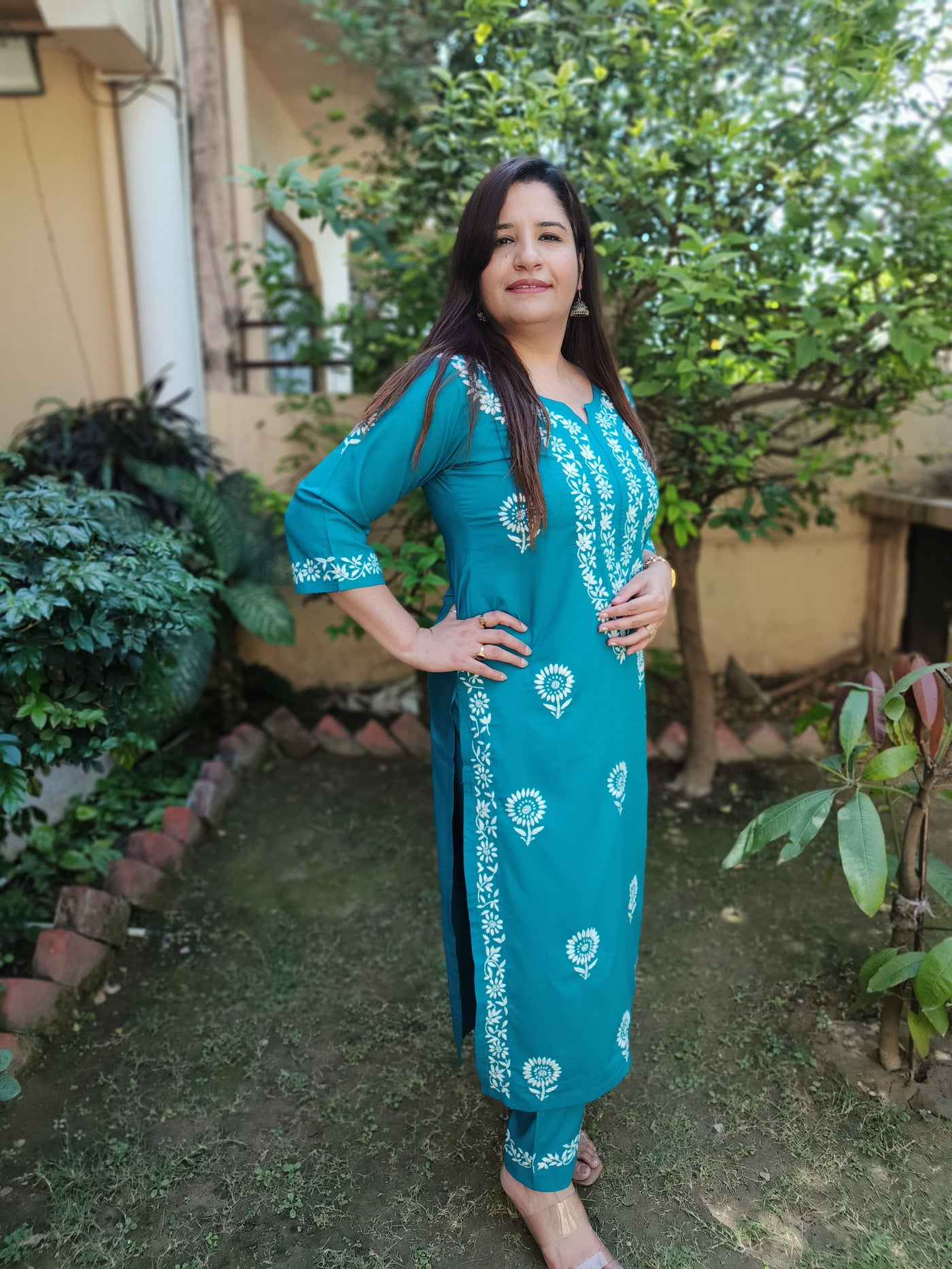 Blue Modal Chikankari Set