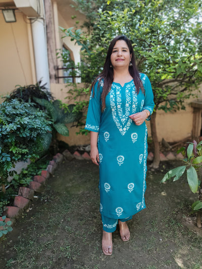 Blue Modal Chikankari Set