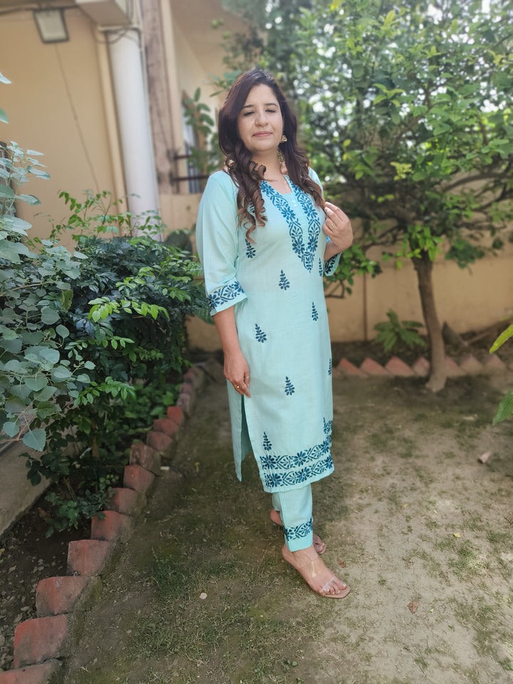 Sky Blue Chikankari Co-ord Set
