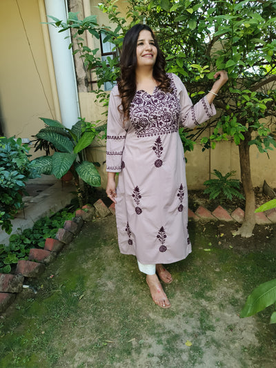 Mauve Modal Chikankari Kurta