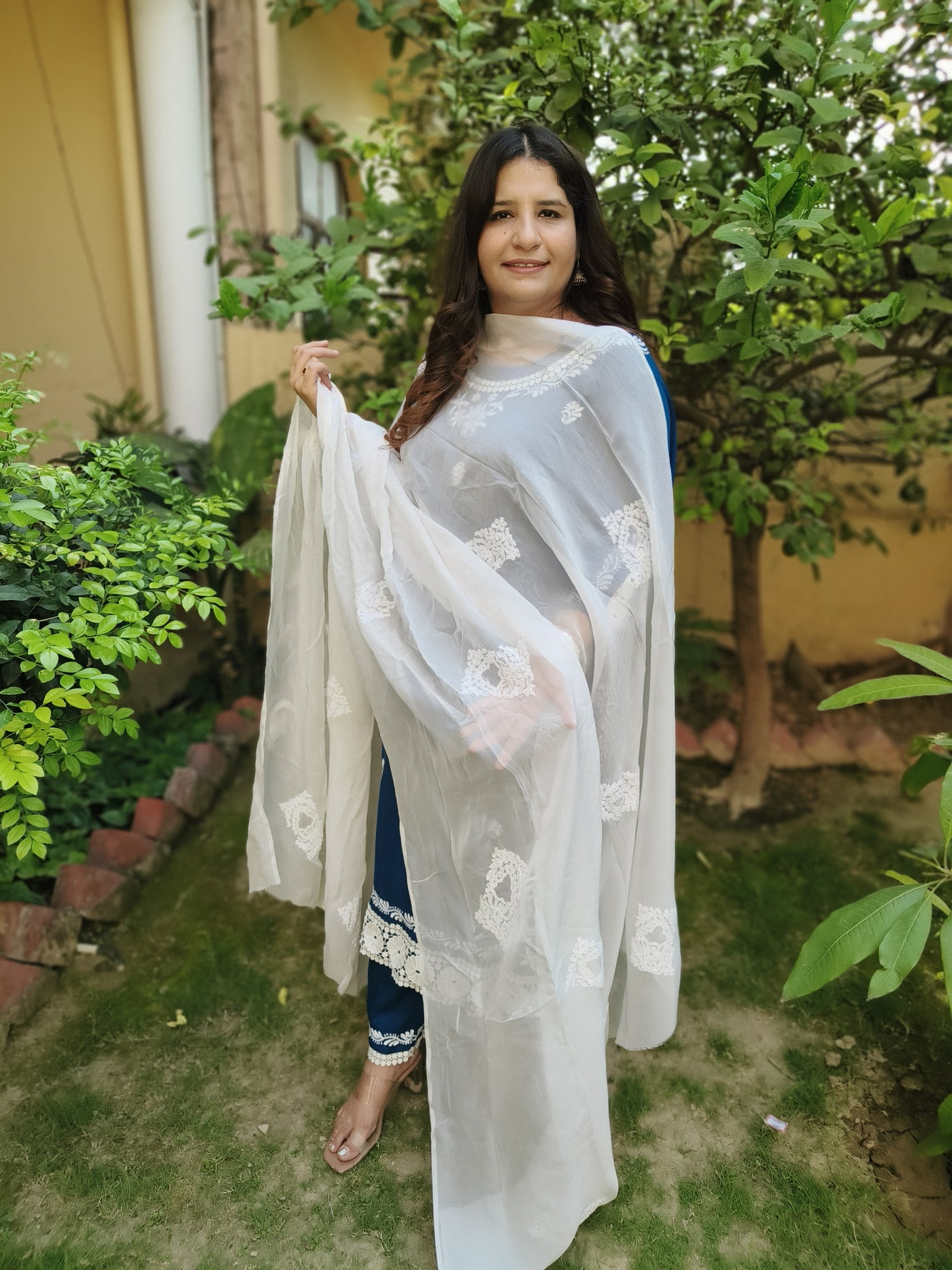 White Organza Chikankari Set