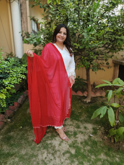 Red Chiffon Dupatta