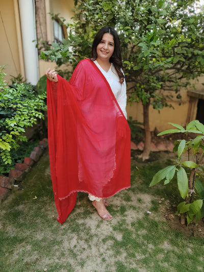 Red Chiffon Dupatta