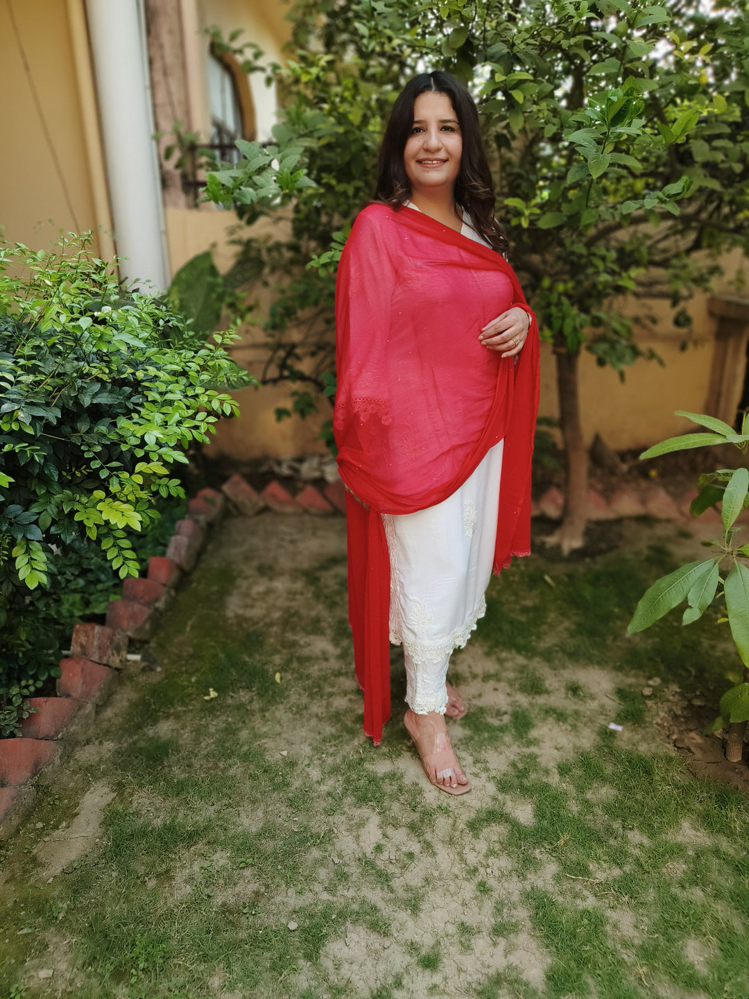 Red Chiffon Dupatta