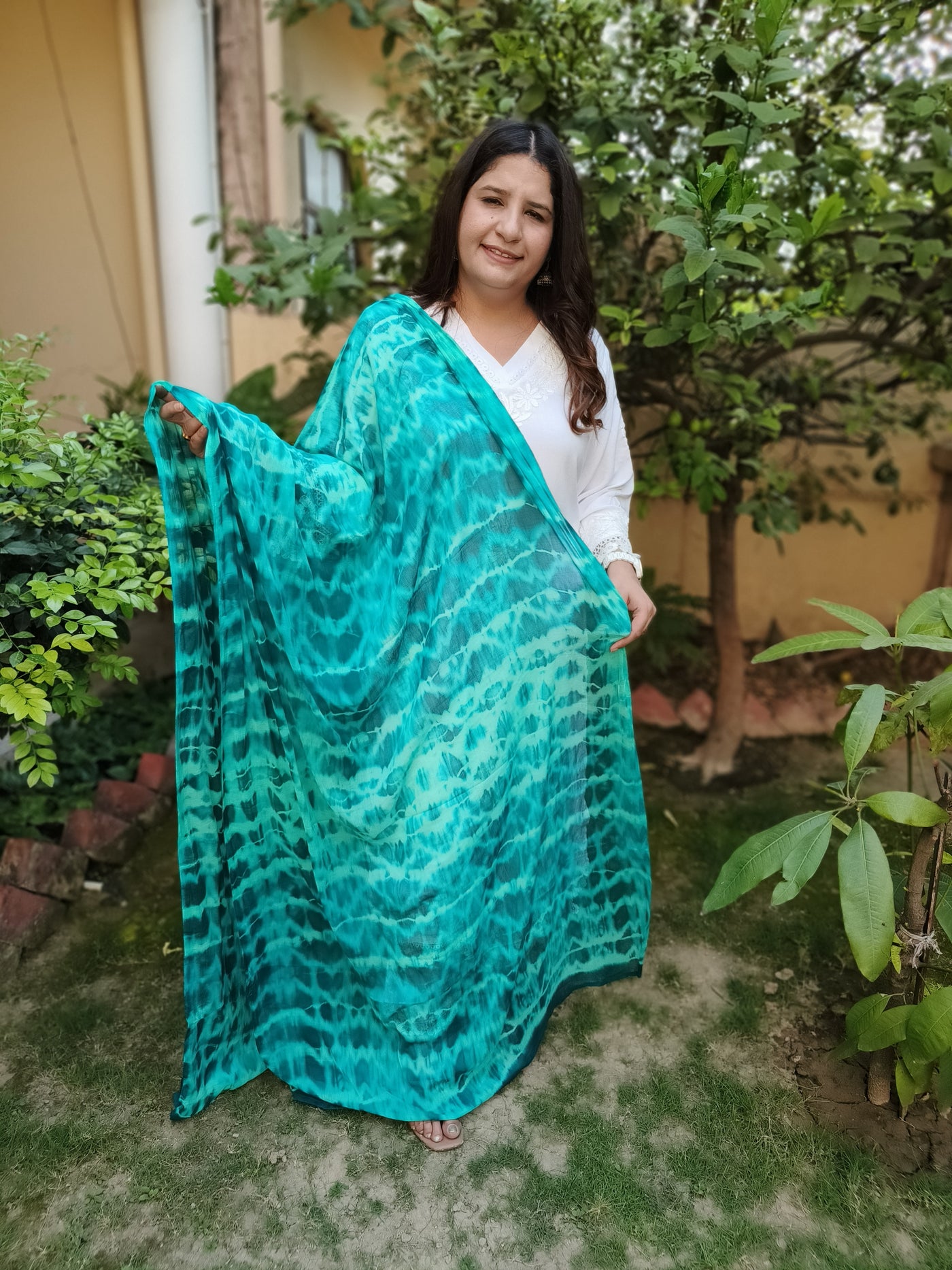 Sea Green Leheriya Dupatta