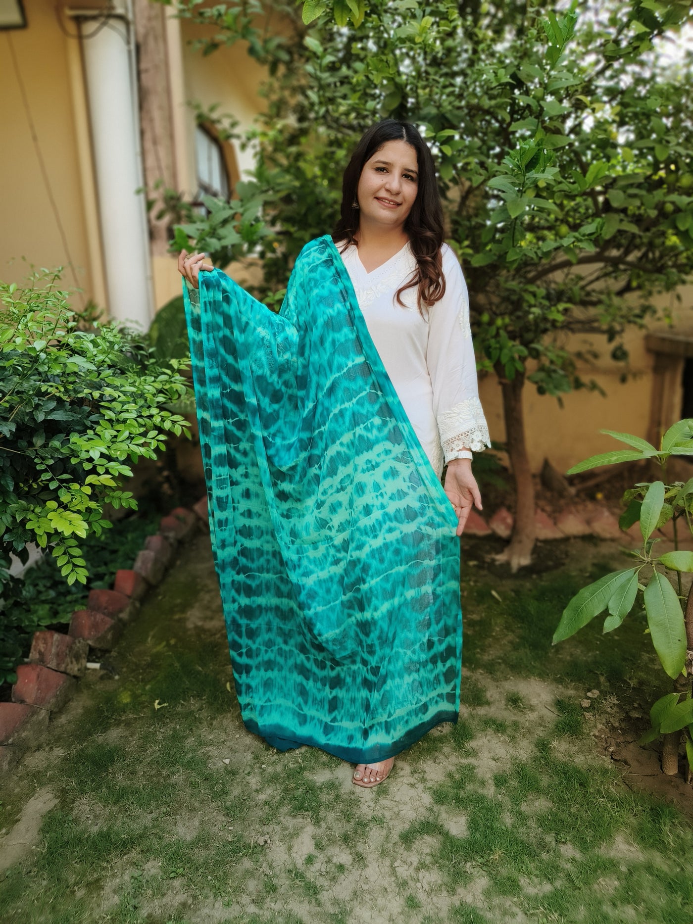 Sea Green Leheriya Dupatta