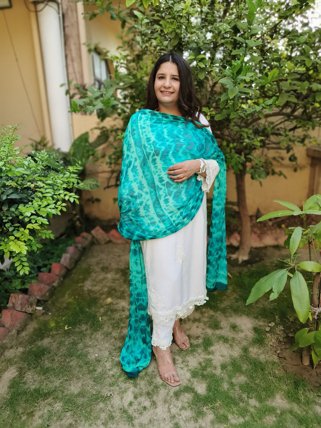 Sea Green Leheriya Dupatta