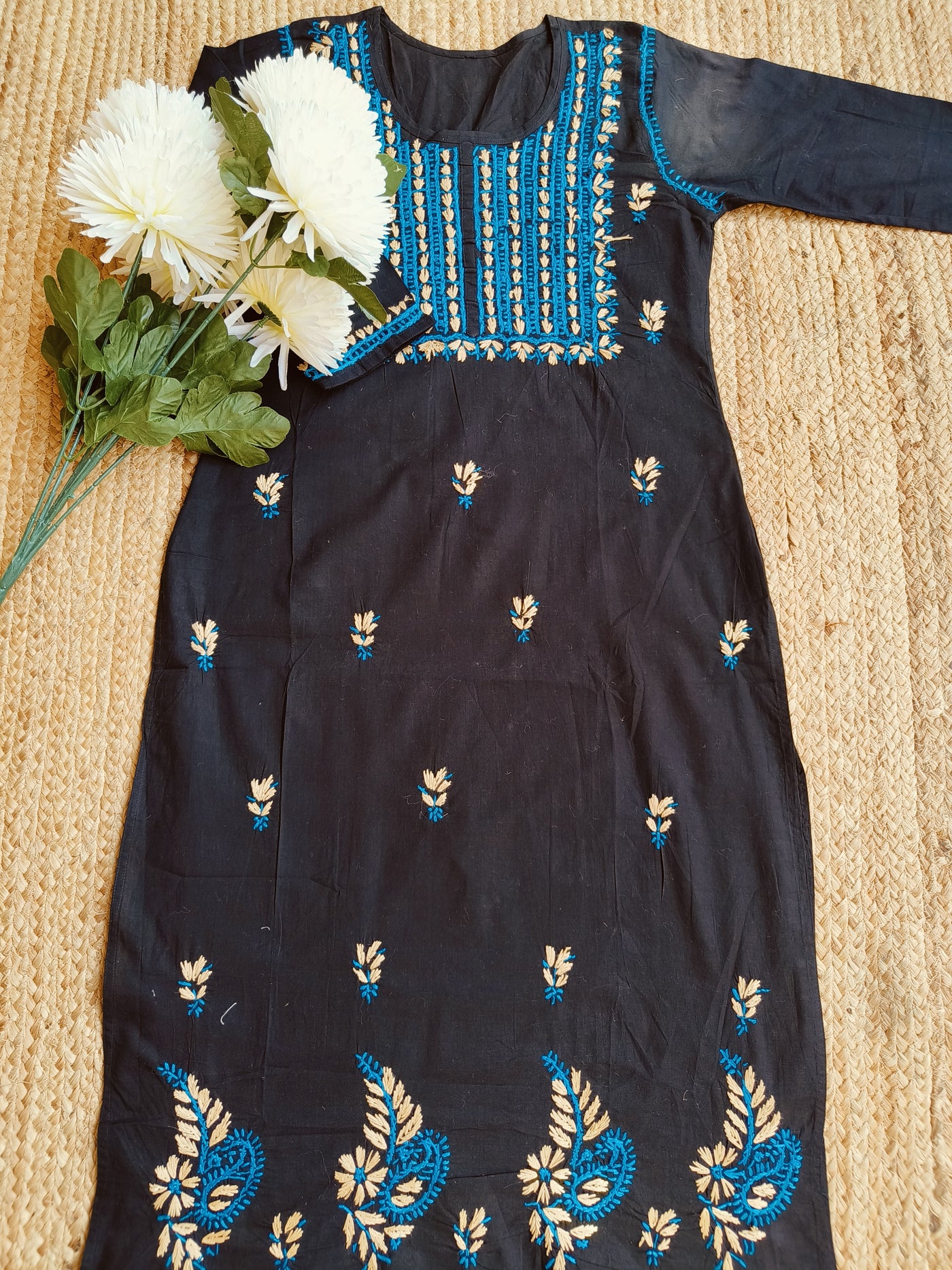 Black Cotton Chikankari kurta