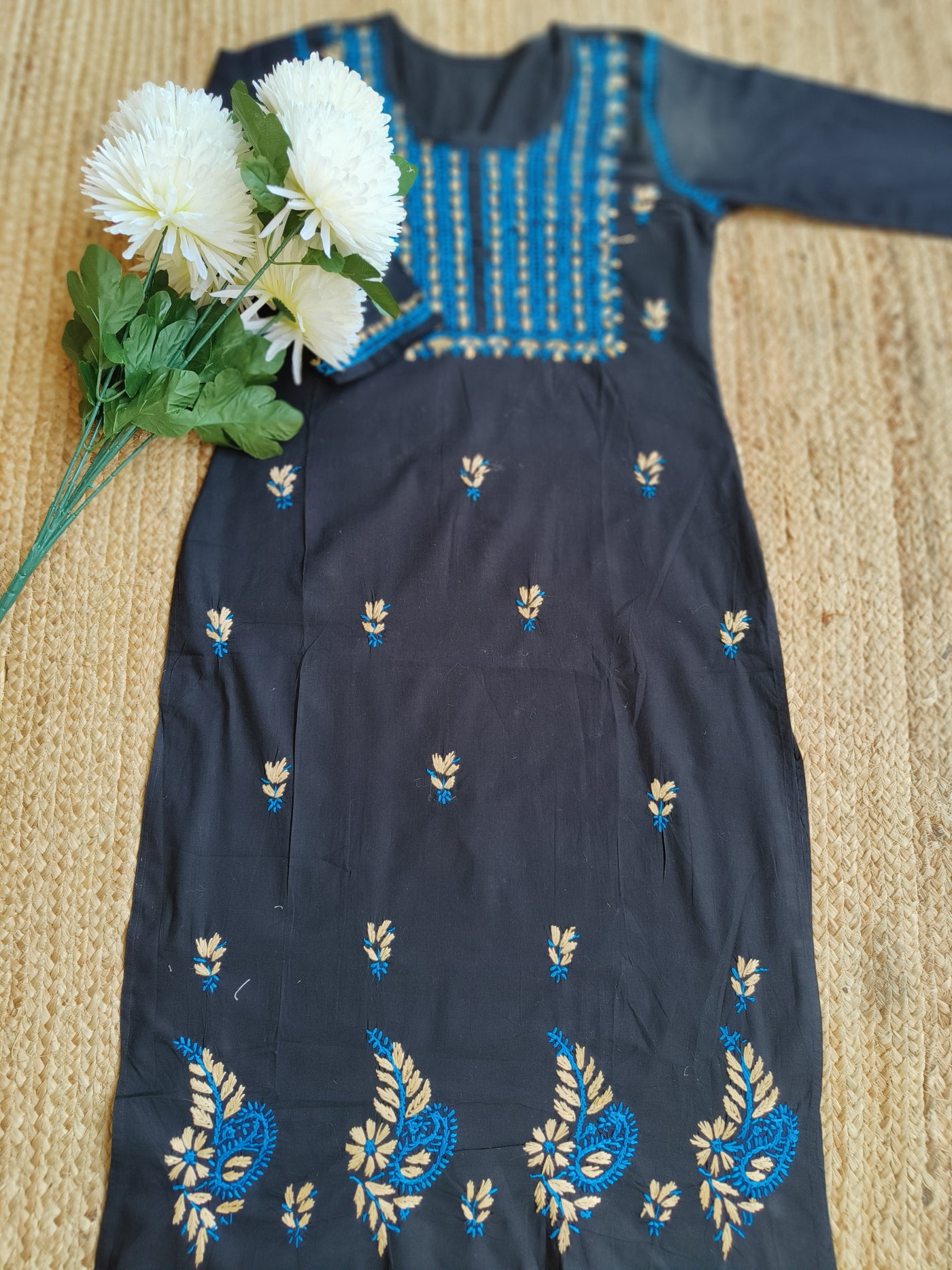 Black Cotton Chikankari kurta