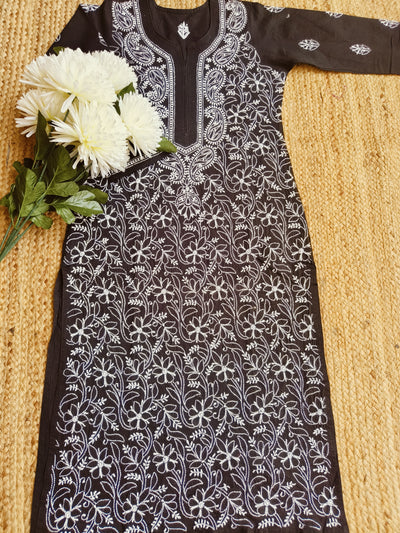 Black Cotton Chikankari kurta