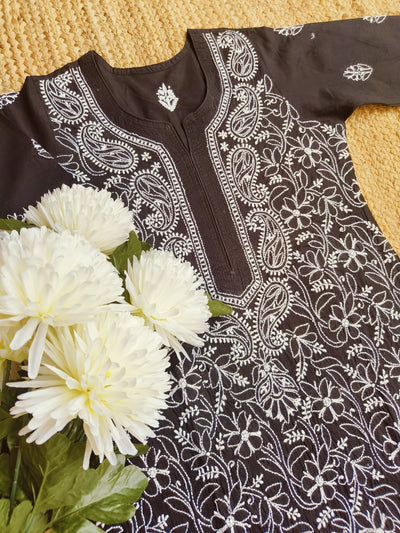 Black Cotton Chikankari kurta