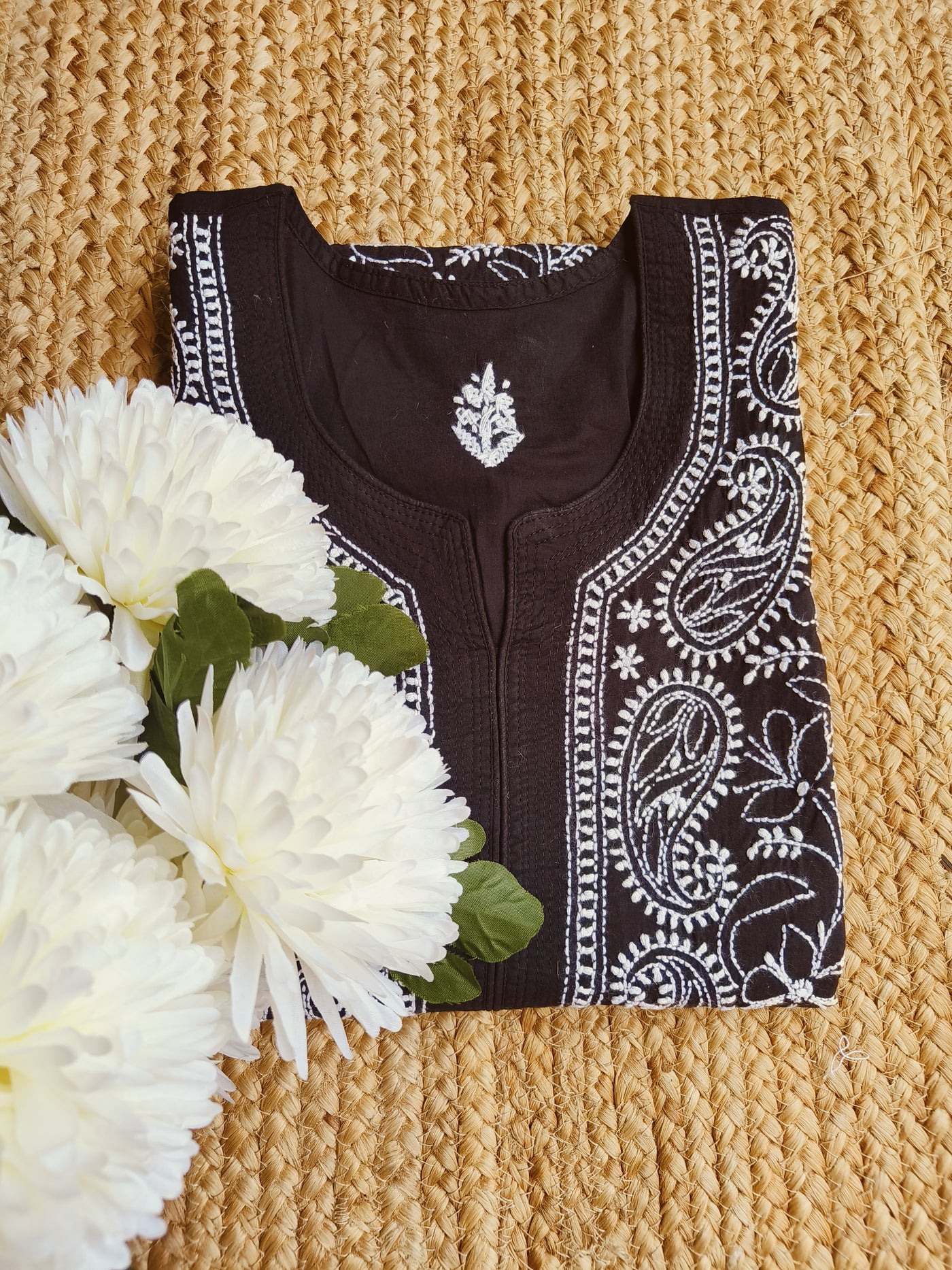 Black Cotton Chikankari kurta