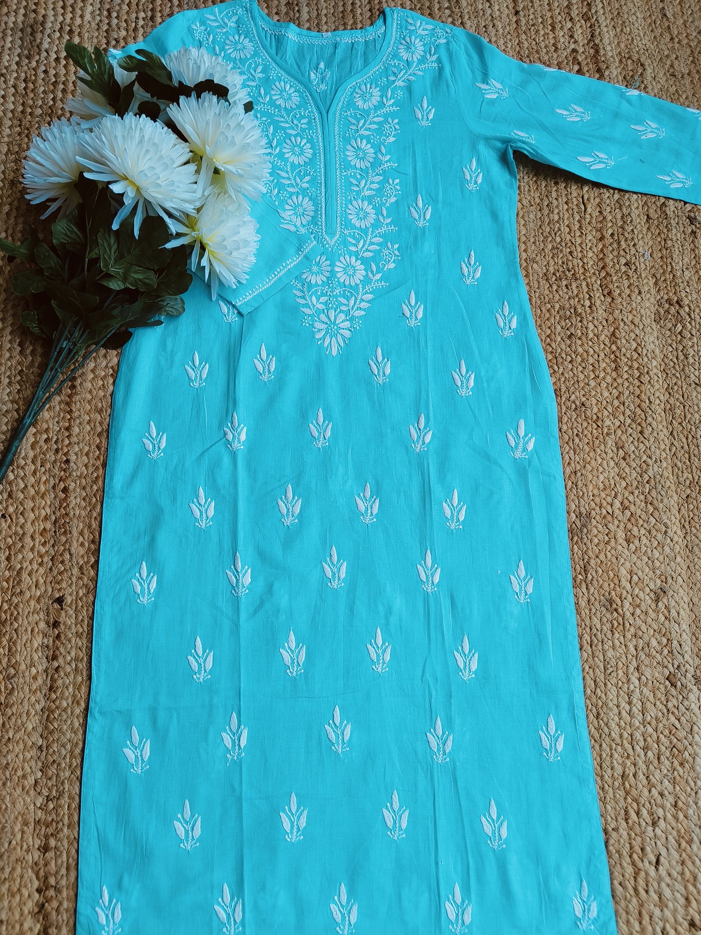 Sky Blue Cotton Chikankari kurta