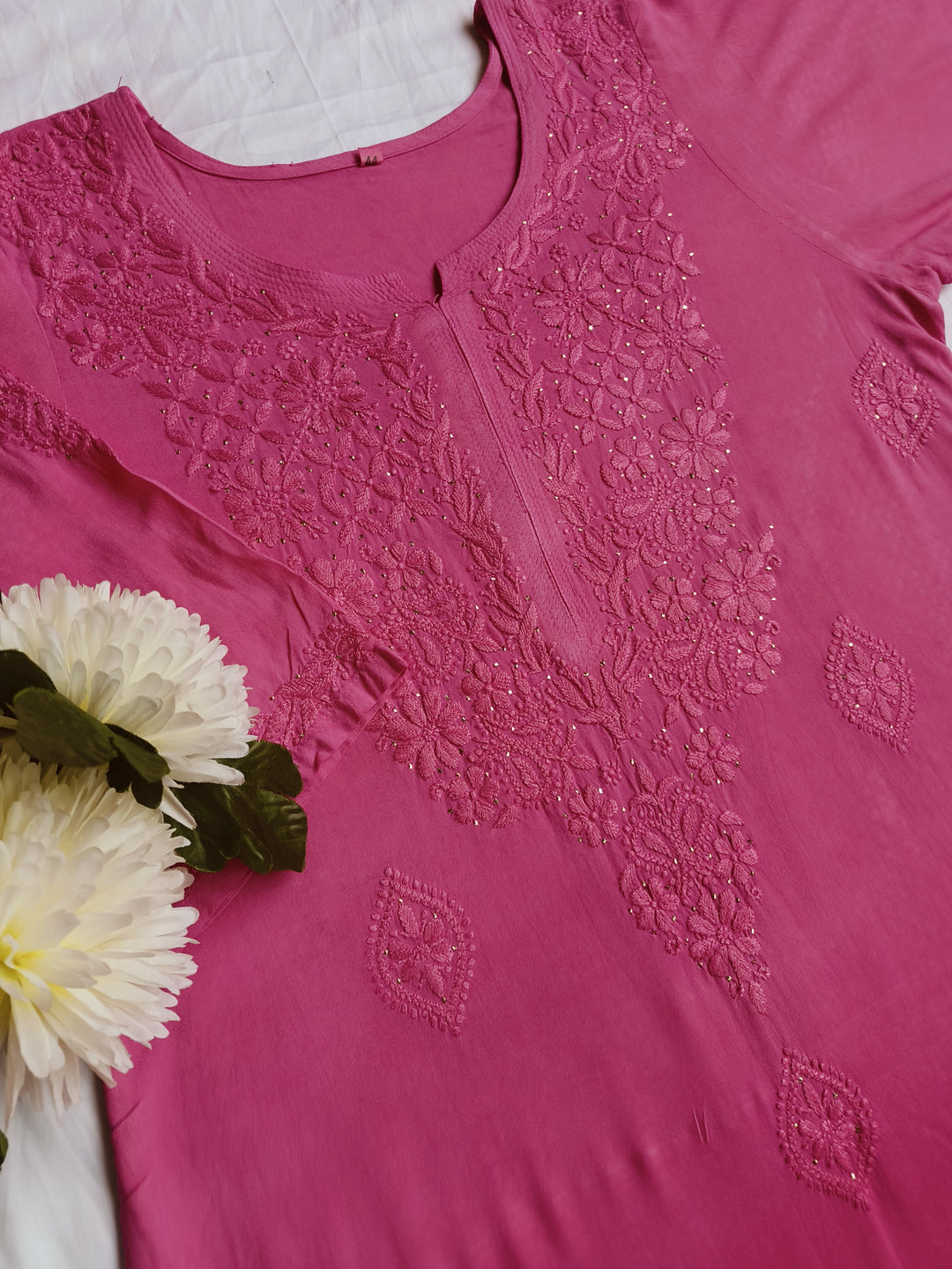 Peach Ombre Rayon Chikankari Kurta -Custom Made