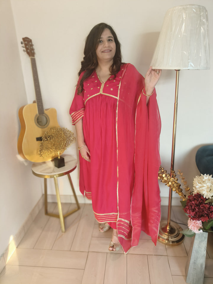 Rani Pink Chandri Suit Set -Custom Made