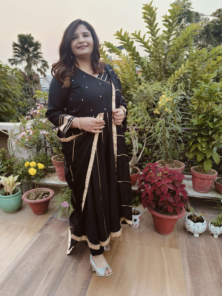 Black Chanderi Suit Set
