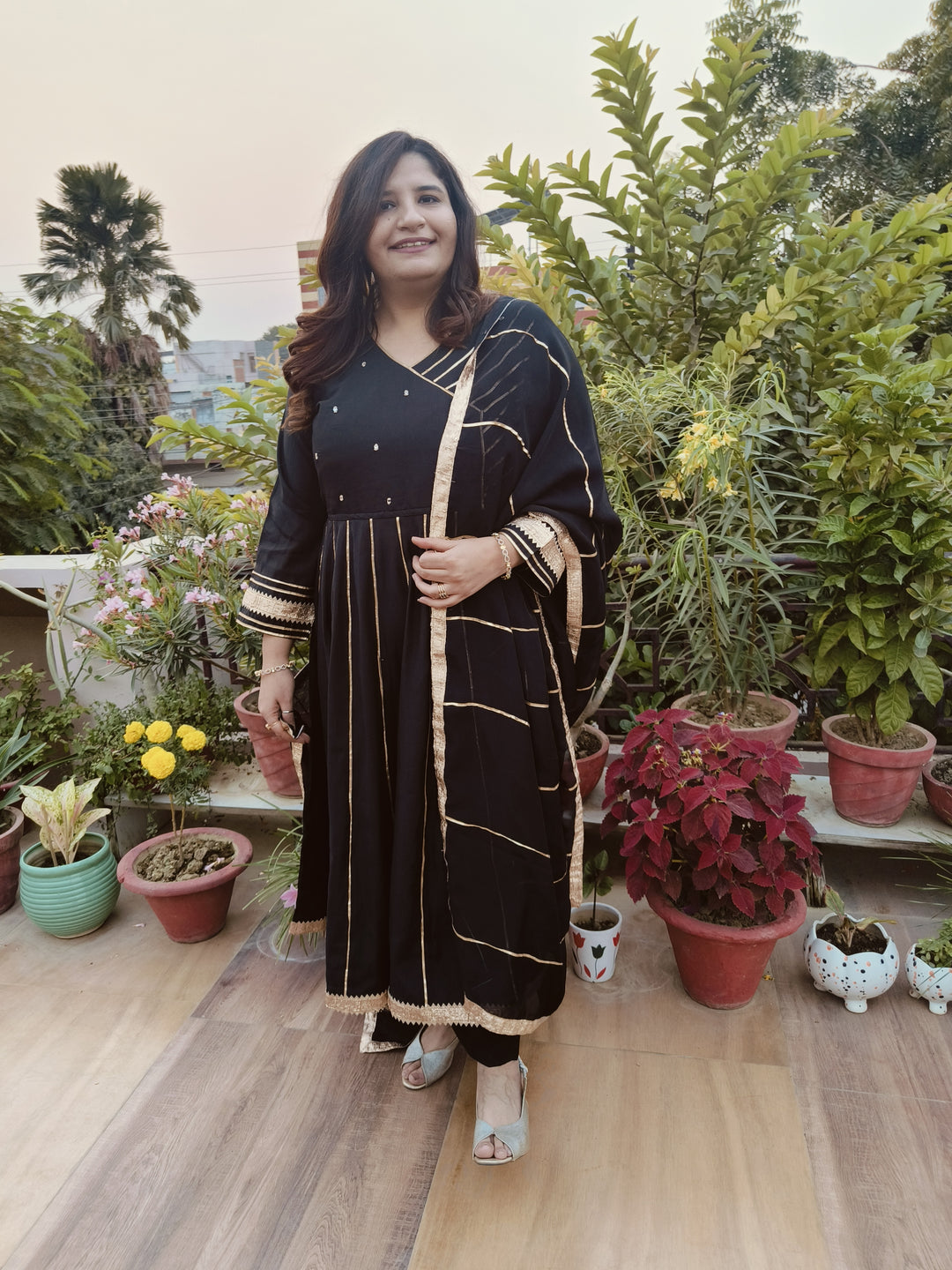 Black Chanderi Suit Set
