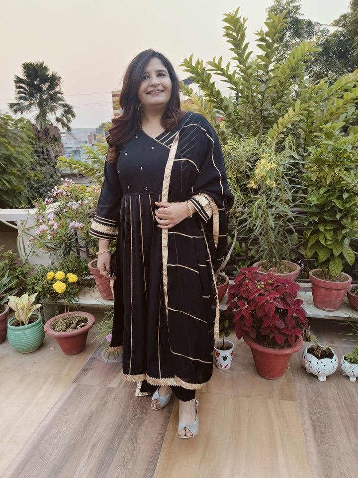 Black Chanderi Suit Set