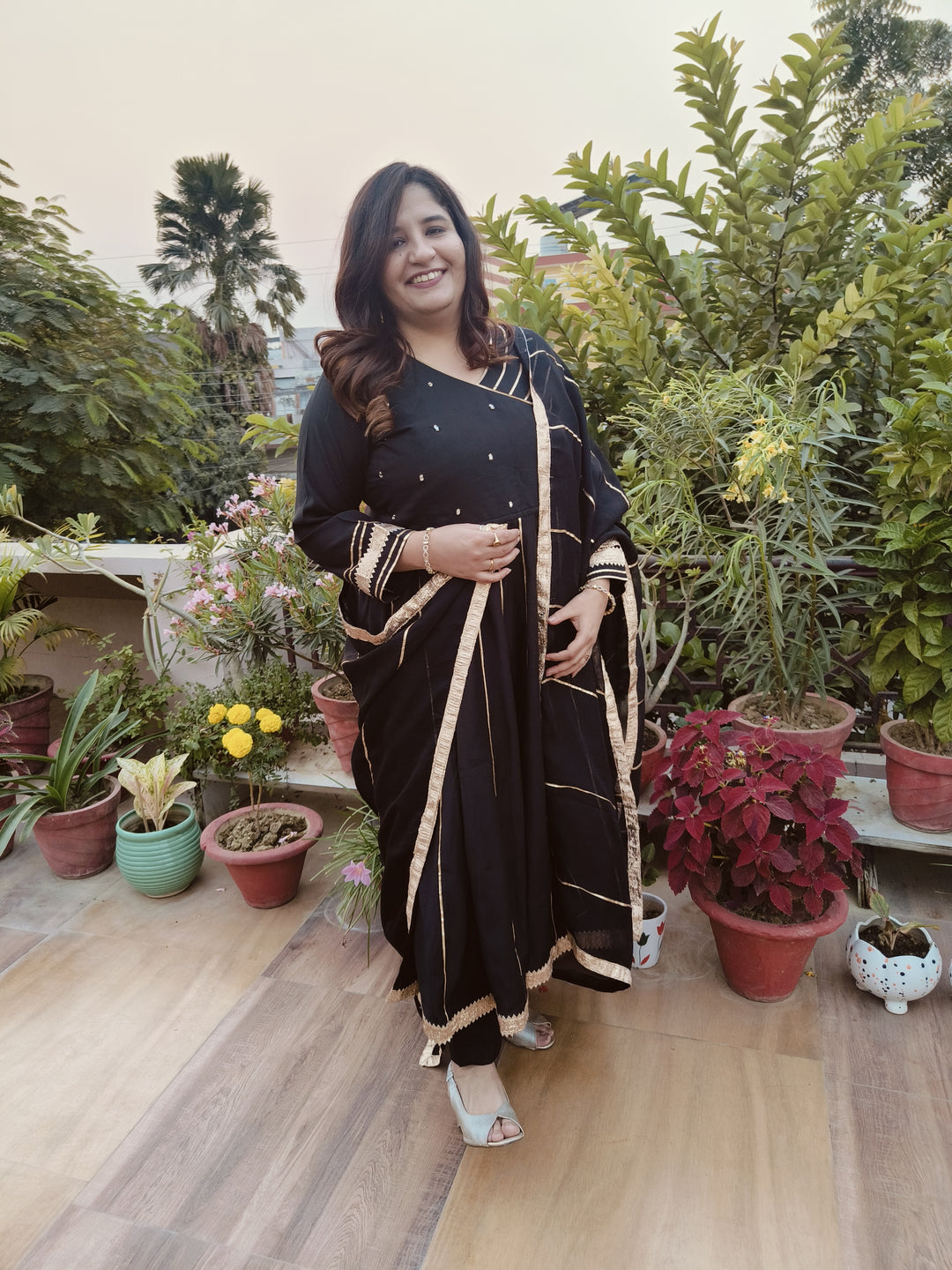 Black Chanderi Suit Set