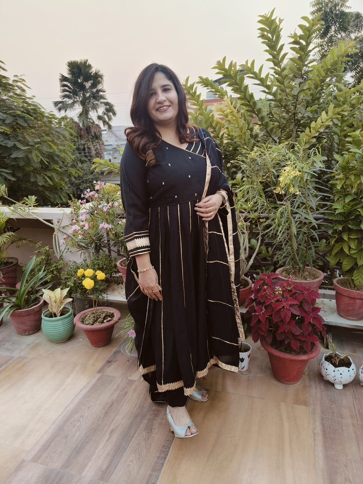Black Chanderi Suit Set