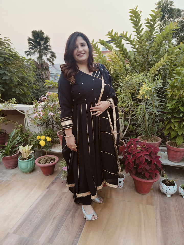 Black Chanderi Suit Set