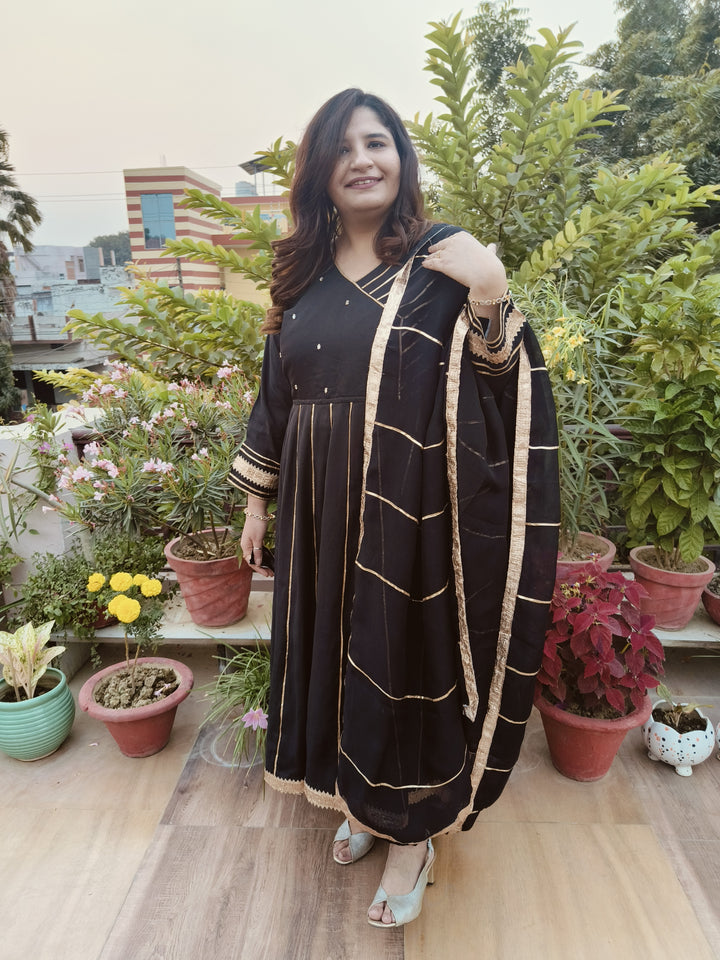Black Chanderi Suit Set
