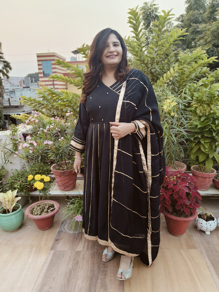 Black Chanderi Suit Set