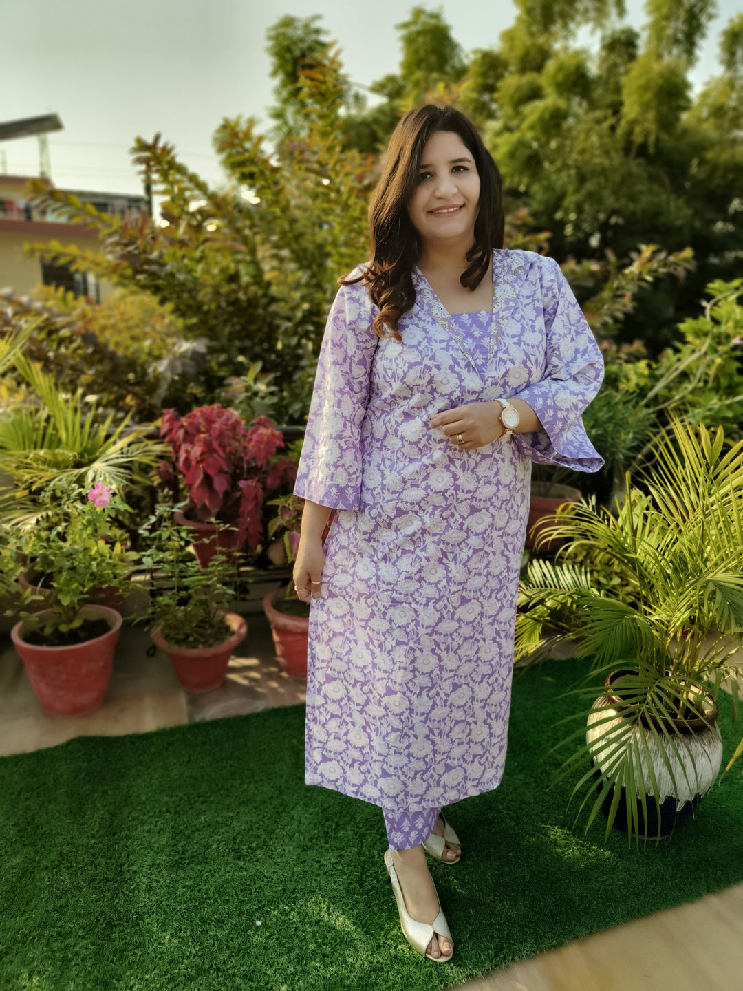 Lavender Printed Cotton Set