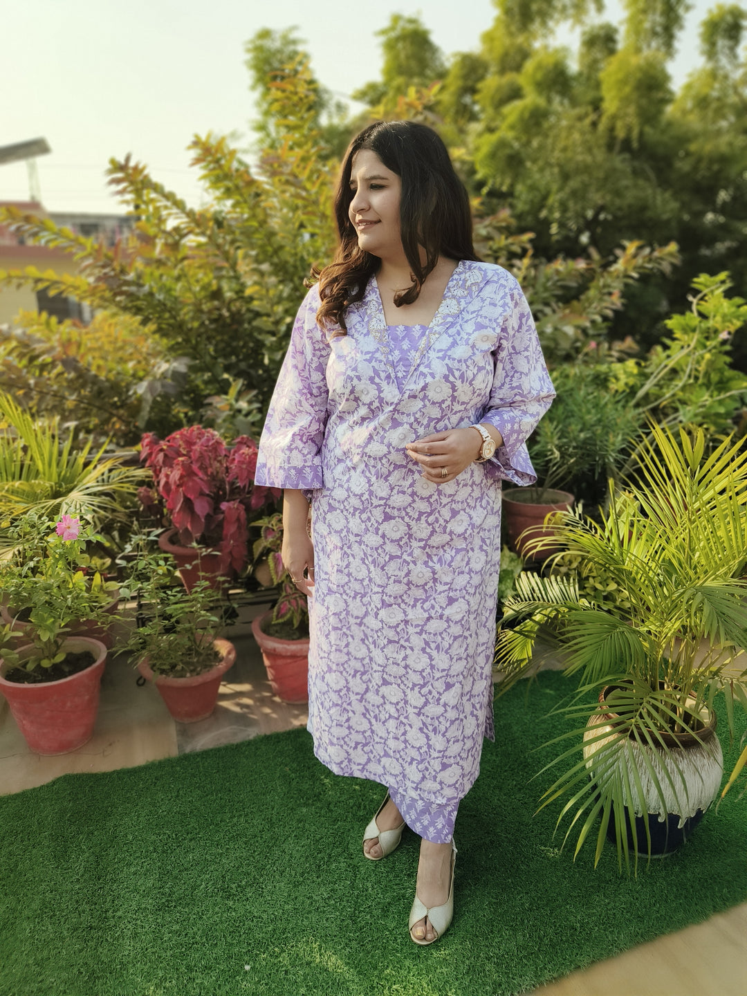 Lavender Printed Cotton Set