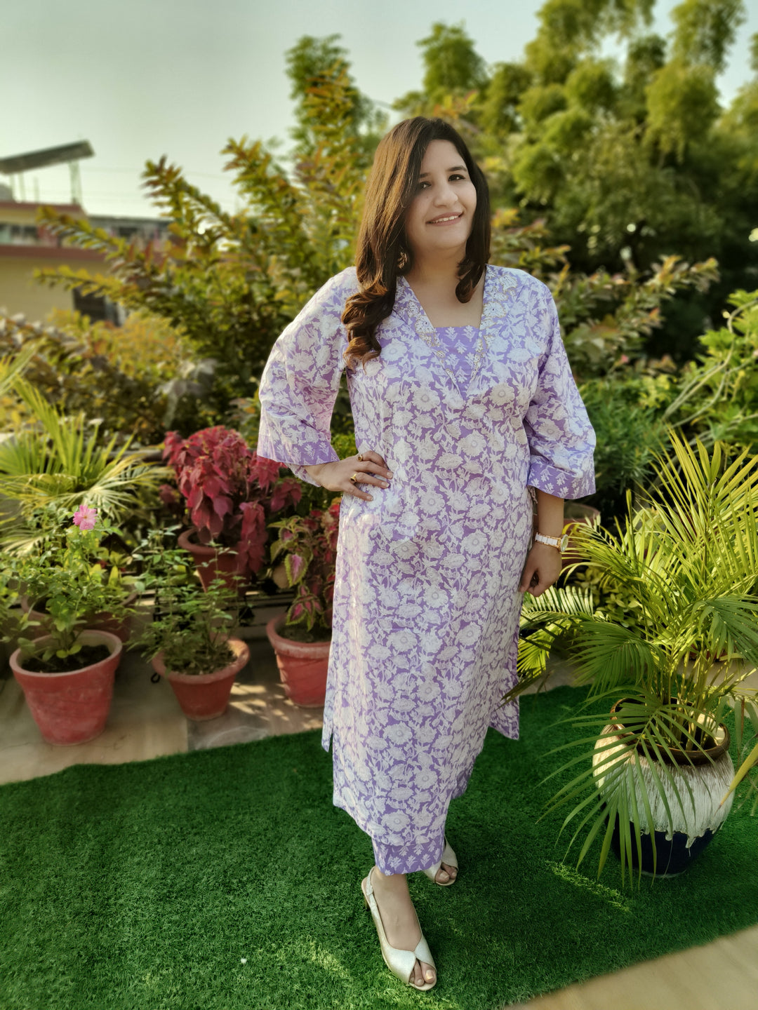 Lavender Printed Cotton Set