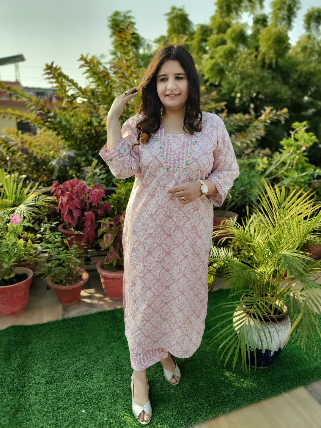 Mauve Printed Cotton Set